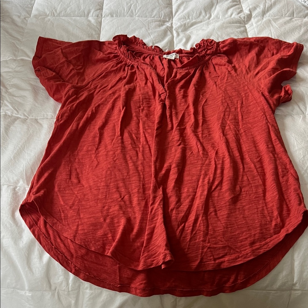 Dylan Red Flutter Sleeve Blouse - image 1